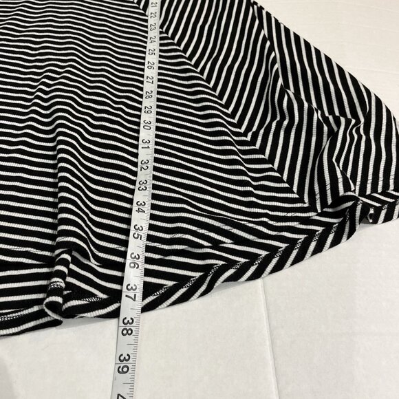 Anthropologie Puella Miter Dress Women S Black White Striped Ribbed Knit Stretch - Picture 5 of 9